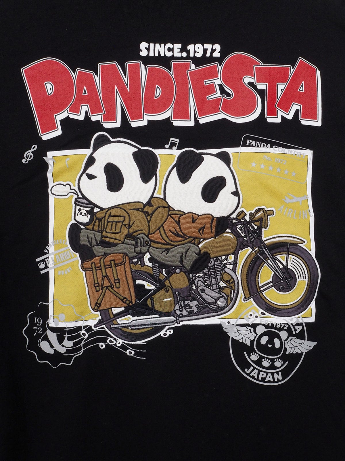 【PANDIESTA JAPAN】“タンデムバイクパンダ”ミリタリー風刺入りZIPパーカー