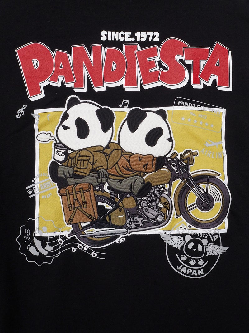 【PANDIESTA JAPAN】“タンデムバイクパンダ”ミリタリー風刺入りZIPパーカー