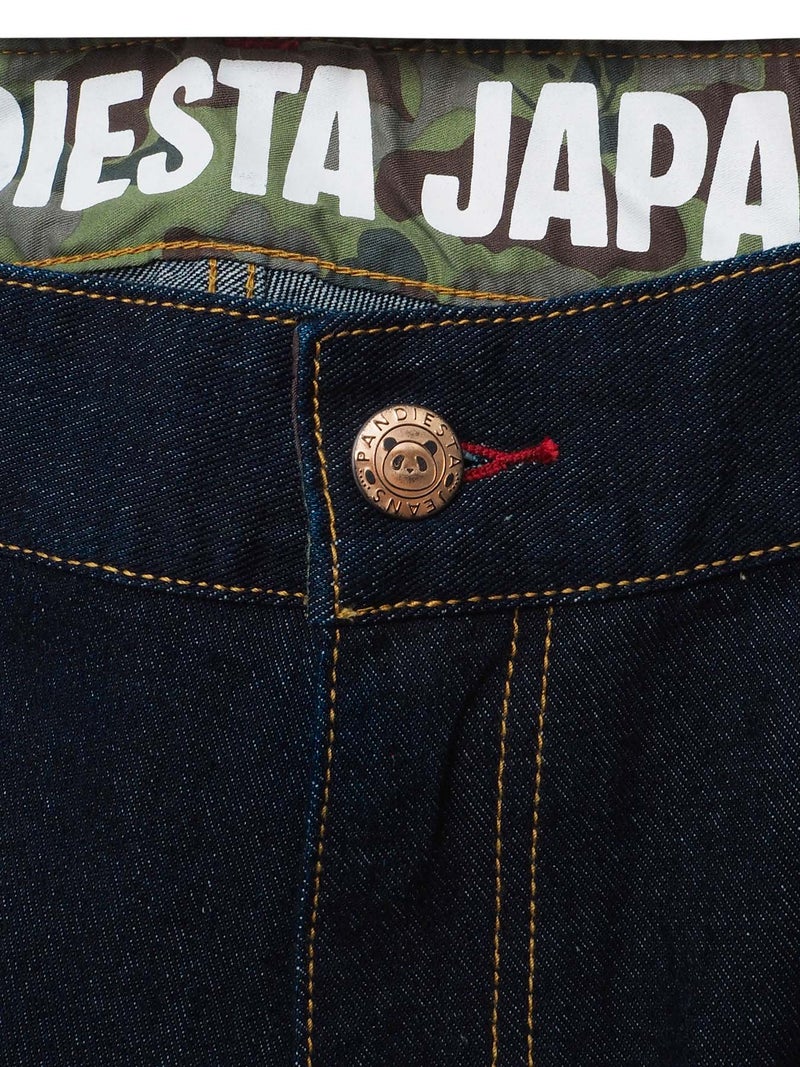 【PANDIESTA JAPAN】“ギターバトルパンダ”刺繍入りワイドデニムパンツ