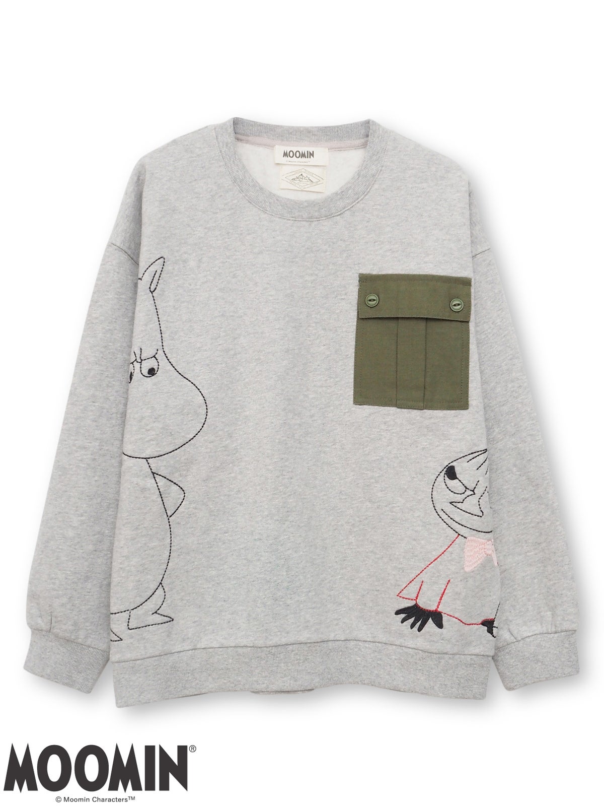 【JUICY×MOOMIN】ミリタリー風ポケット付きMOOMIN刺繍入りプルオーバー