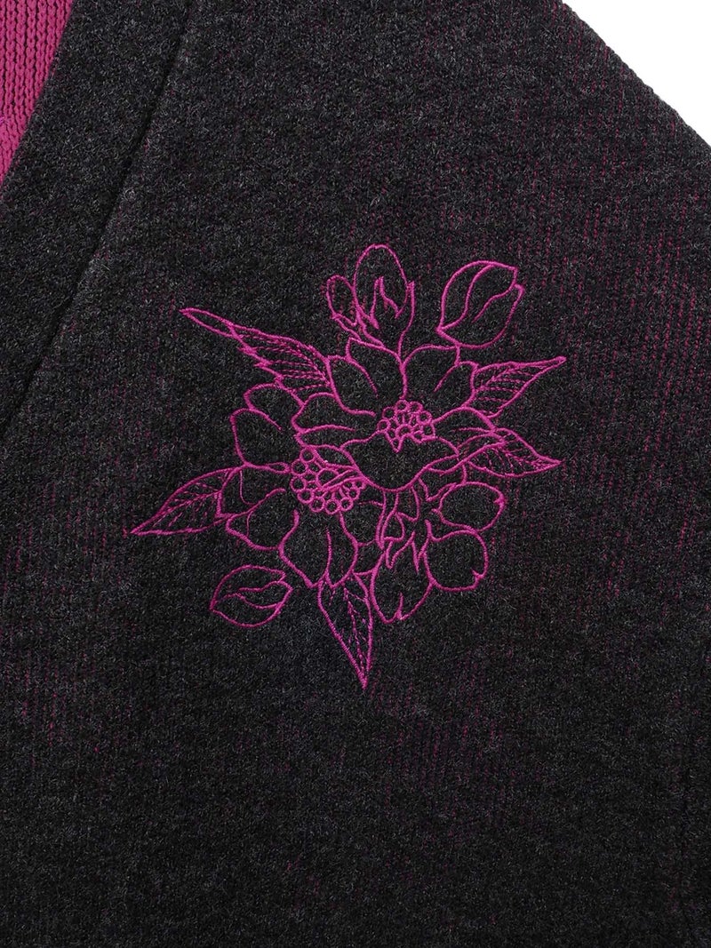 【雅結】桜刺繍 ロングニットカーディガン