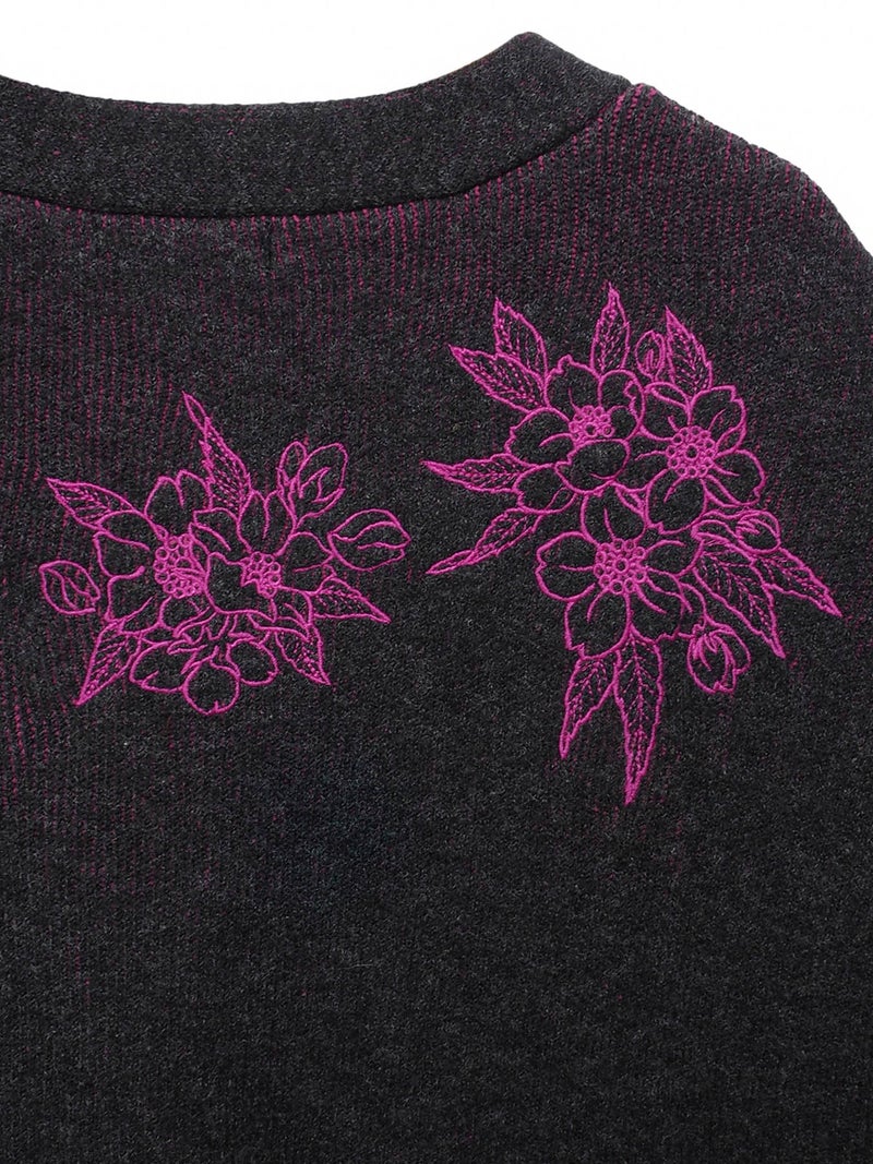 【雅結】桜刺繍 ロングニットカーディガン