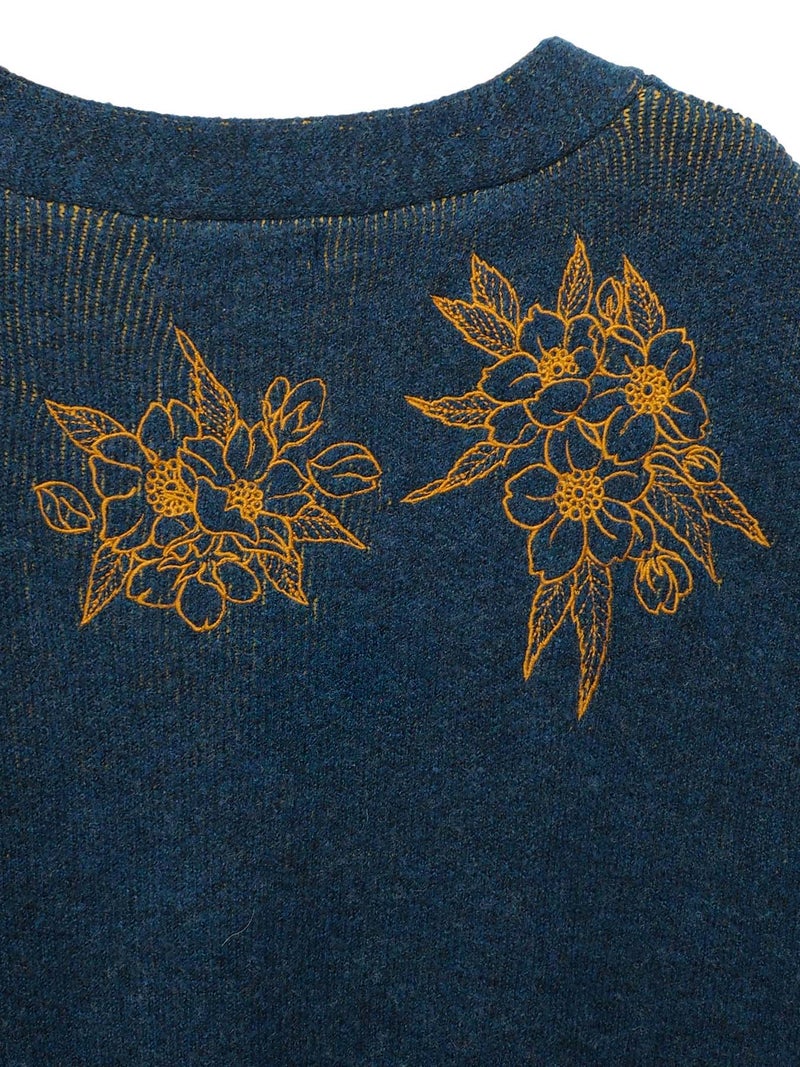 【雅結】桜刺繍 ロングニットカーディガン