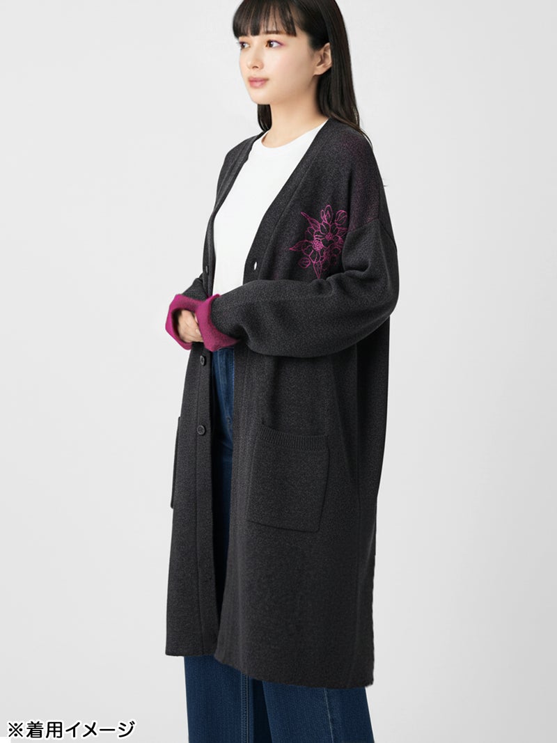 【雅結】桜刺繍 ロングニットカーディガン