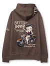 【BETTY BOOP】“BIKE BETTY”刺繍入りフェイクスウェードZIPパーカー