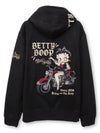 【BETTY BOOP】“BIKE BETTY”刺繍入りフェイクスウェードZIPパーカー