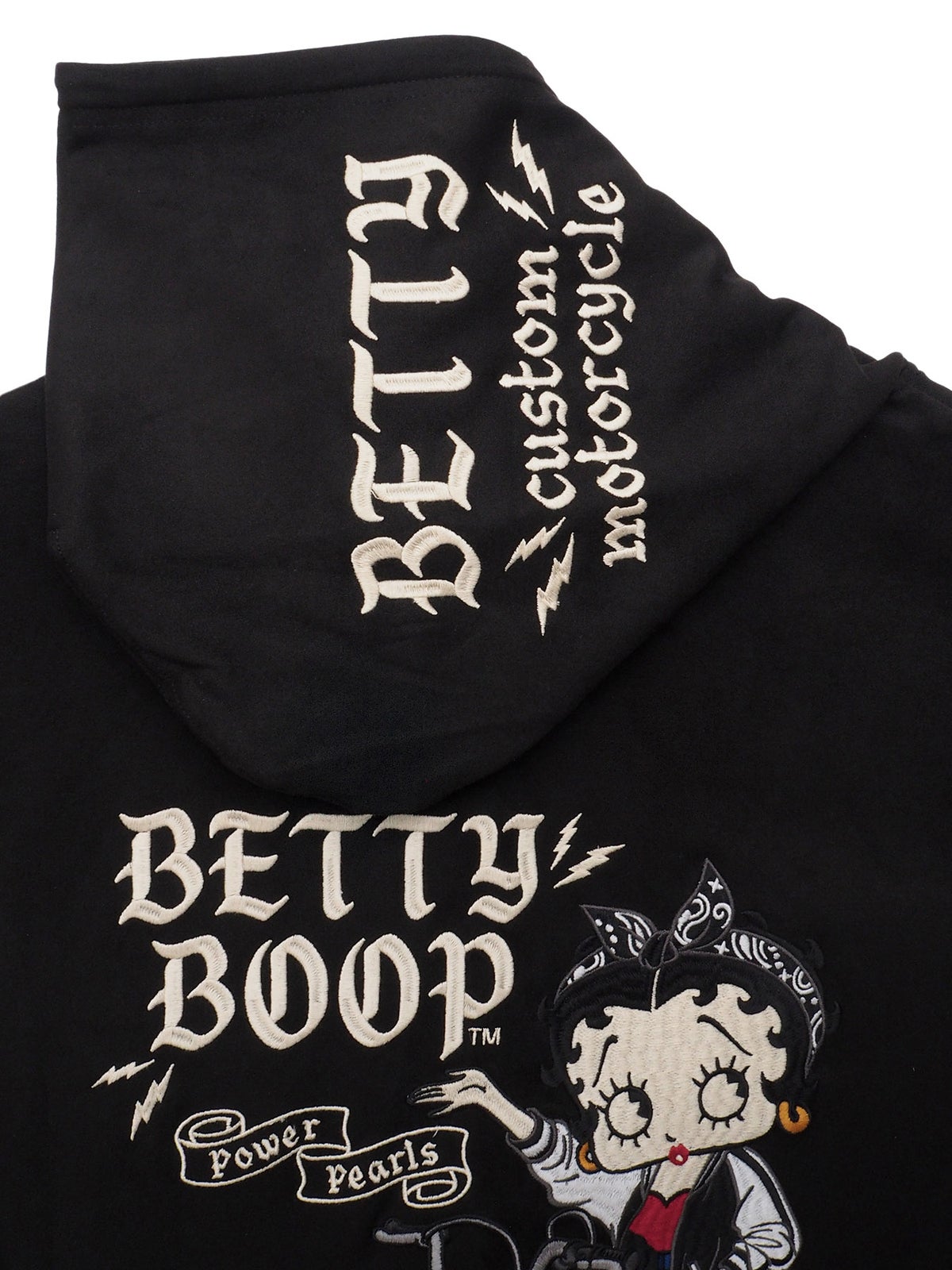 【BETTY BOOP】“BIKE BETTY”刺繍入りフェイクスウェードZIPパーカー