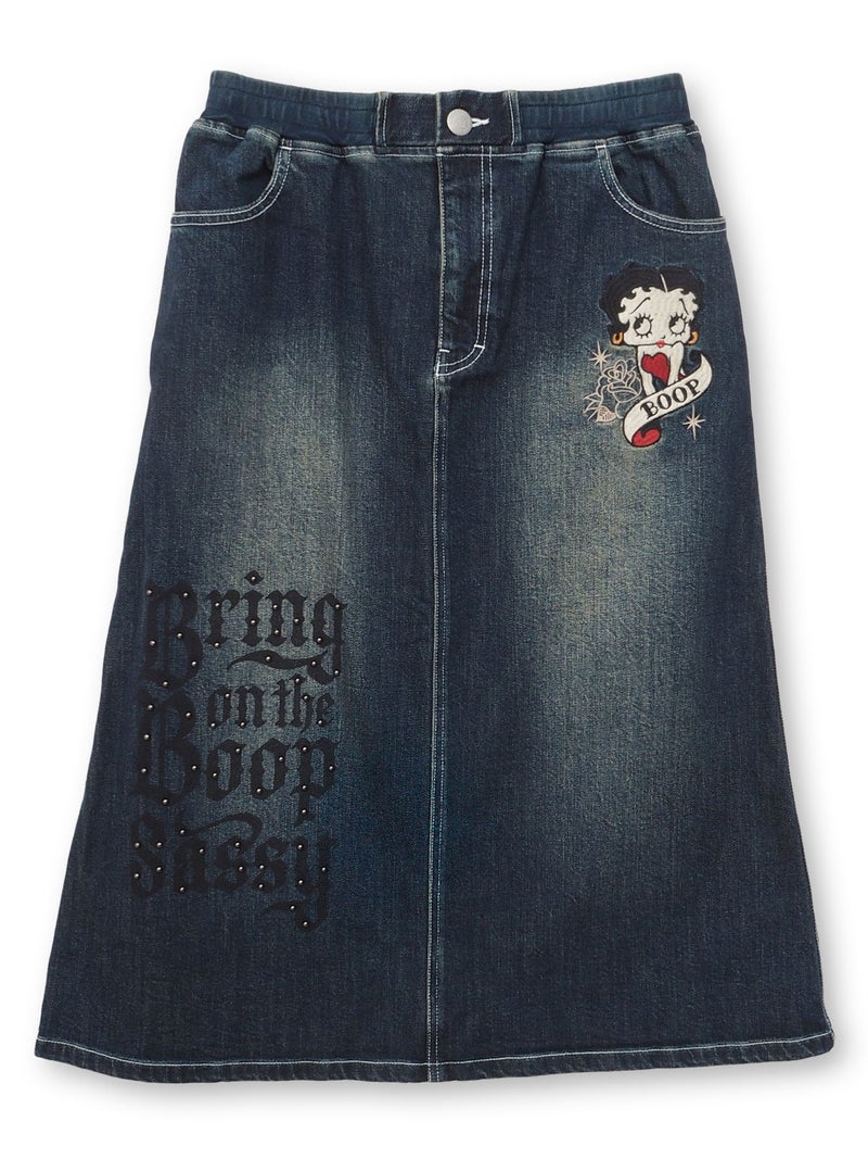  【BETTY BOOP】“TATOO ベティ”刺繍入りデニムスカート