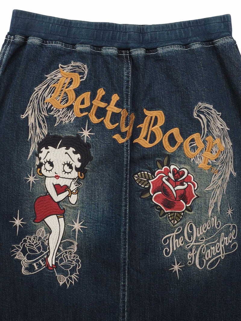  【BETTY BOOP】“TATOO ベティ”刺繍入りデニムスカート