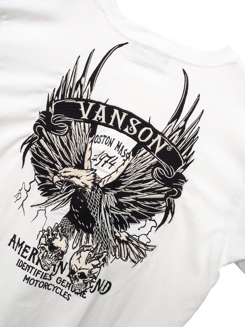 【VANSON】イーグル フェイクレイヤード刺繍入りロンT