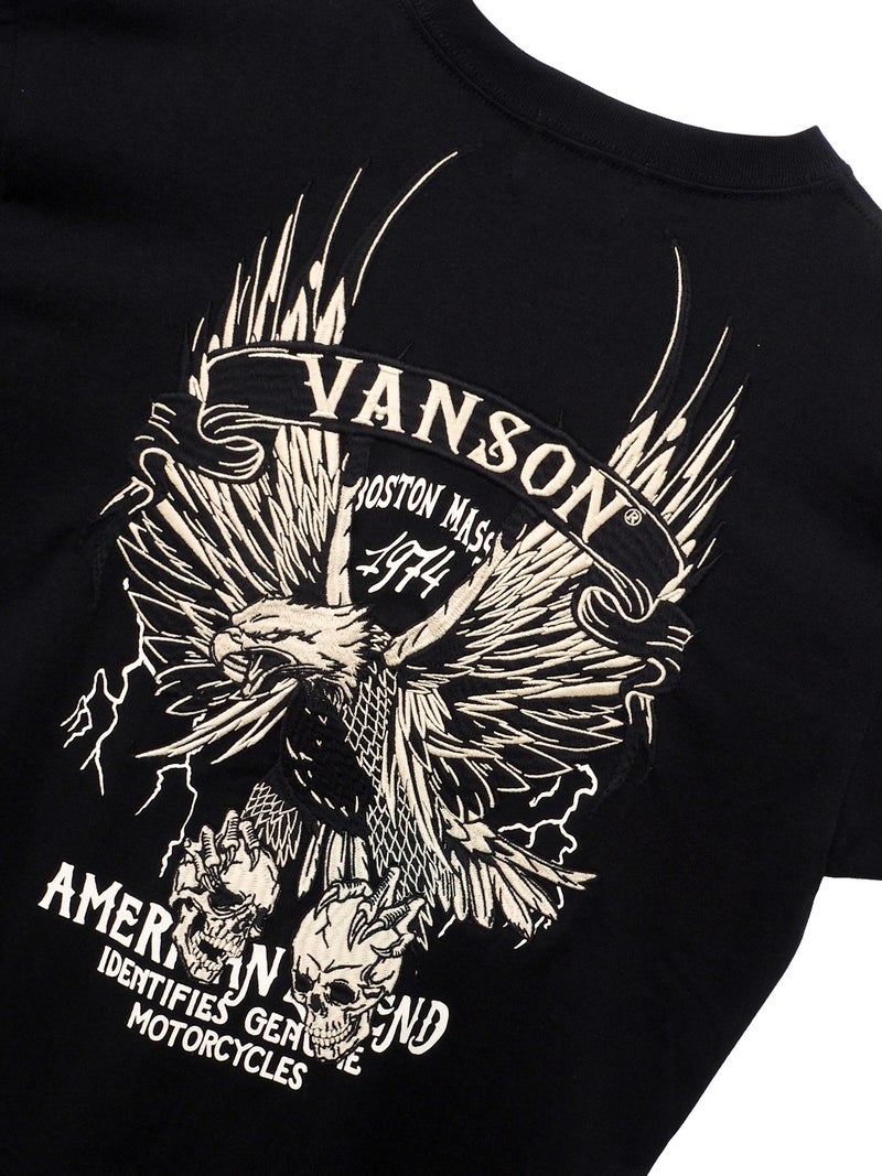 【VANSON】イーグル フェイクレイヤード刺繍入りロンT