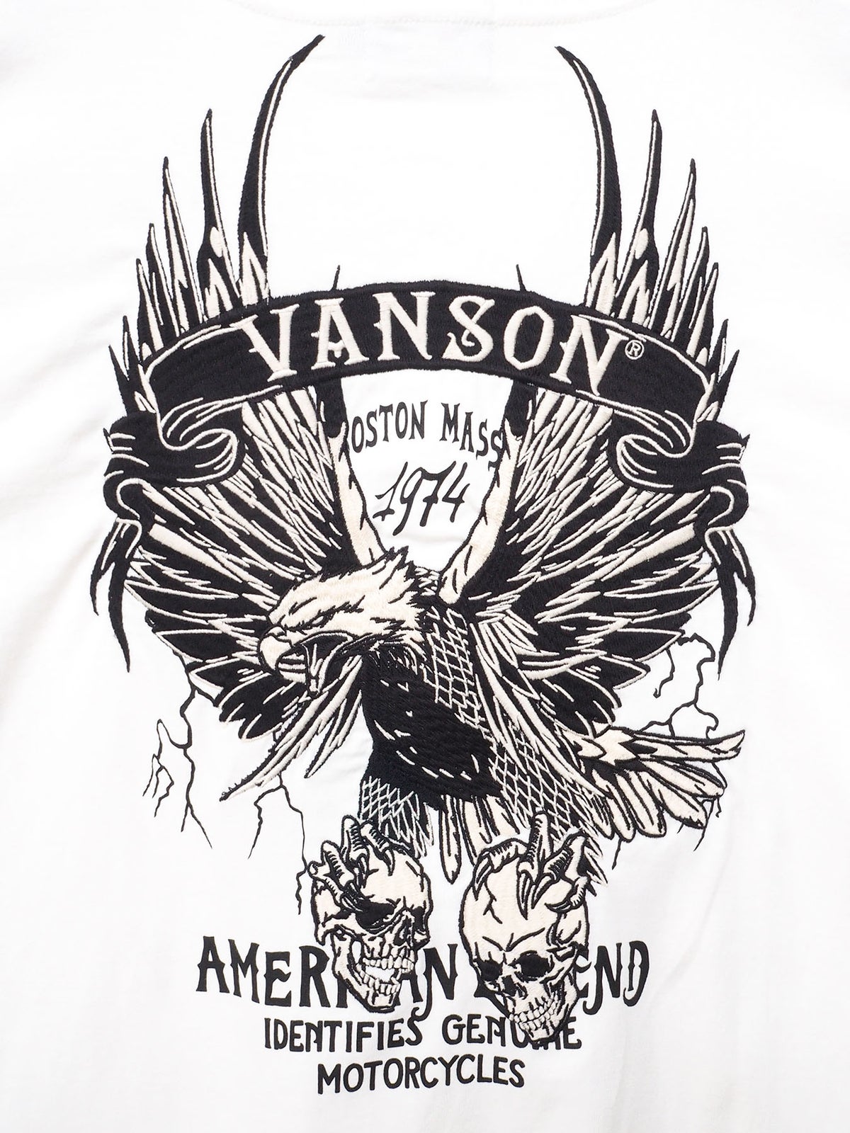 【VANSON】イーグル フェイクレイヤード刺繍入りロンT