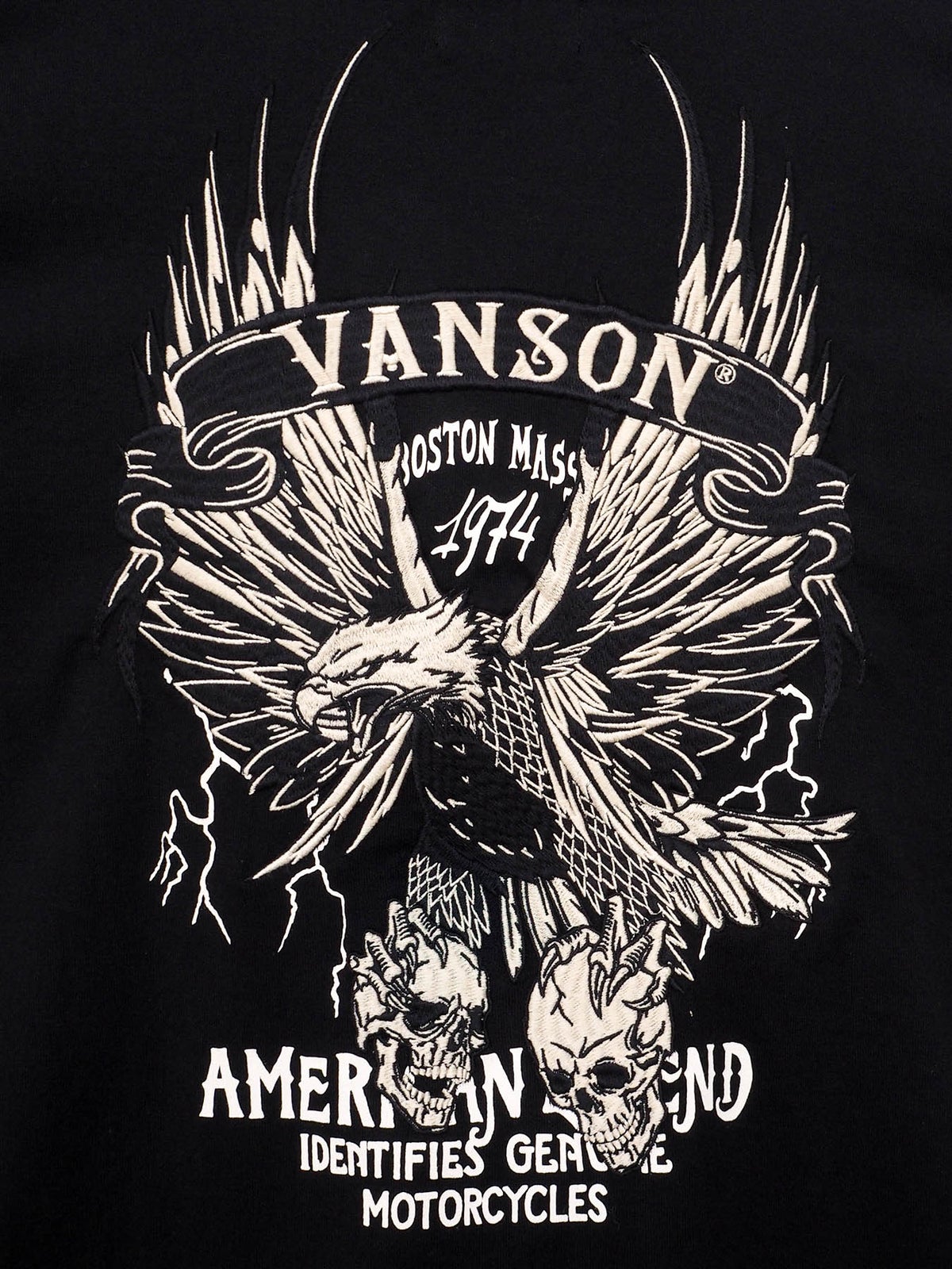 【VANSON】イーグル フェイクレイヤード刺繍入りロンT