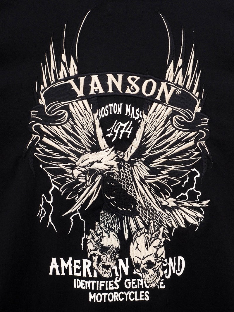 【VANSON】イーグル フェイクレイヤード刺繍入りロンT