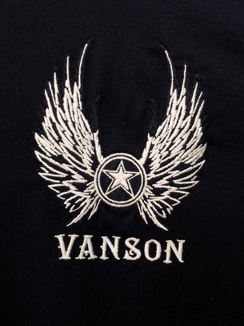【VANSON】イーグル フェイクレイヤード刺繍入りロンT