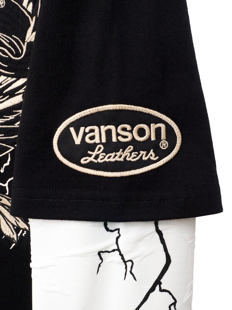 【VANSON】イーグル フェイクレイヤード刺繍入りロンT