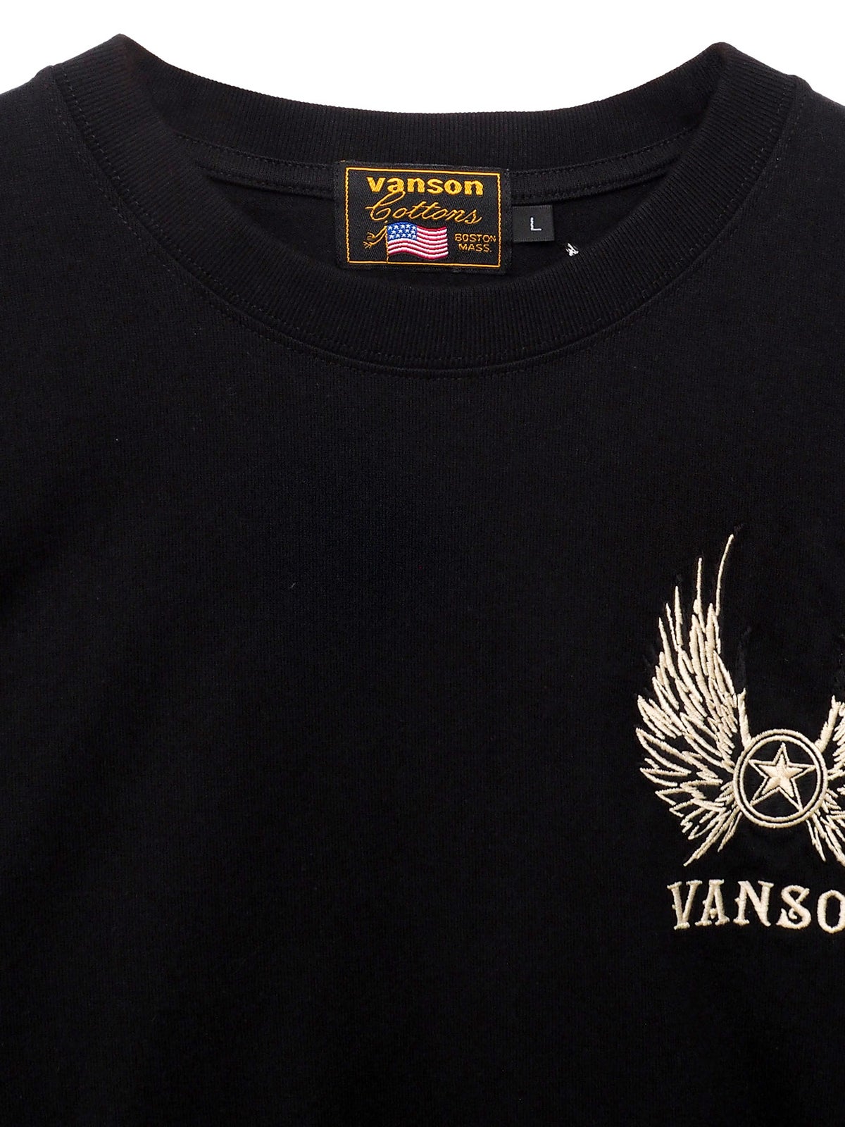 【VANSON】イーグル フェイクレイヤード刺繍入りロンT