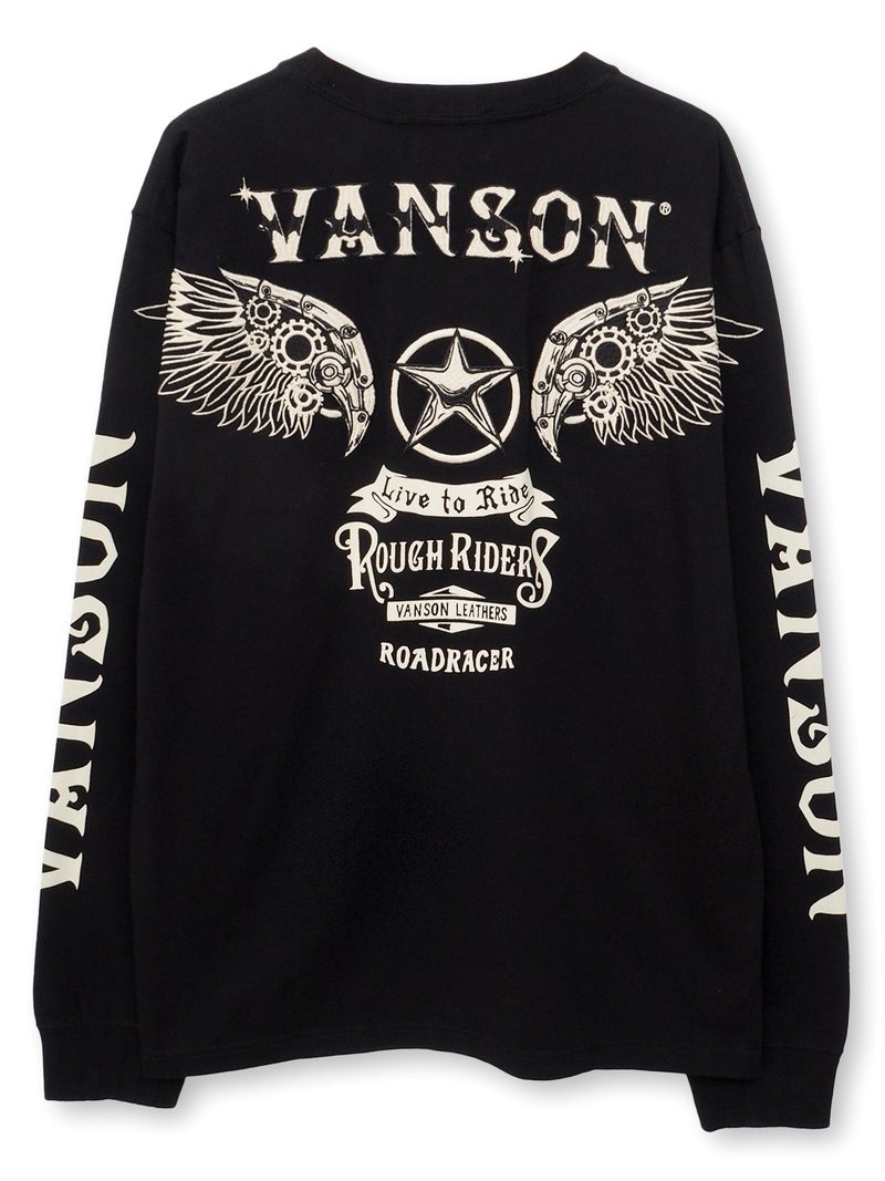 【VANSON】フライングスター刺繍入りロンT