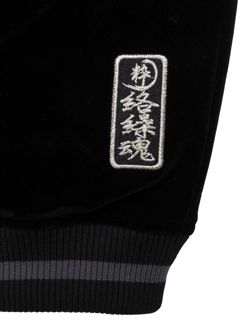 【絡繰魂・粋】“銀狼”総刺繍ベロアスカジャン