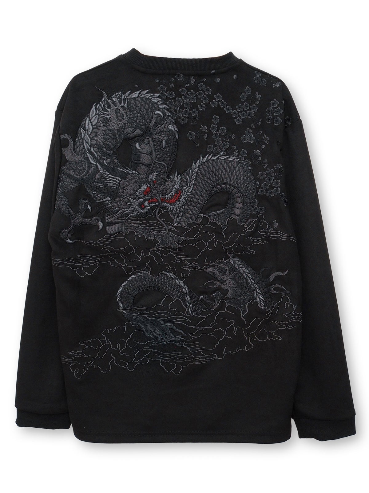 【絡繰魂・漆】“龍神”総刺繍フェイクスウェードロンT