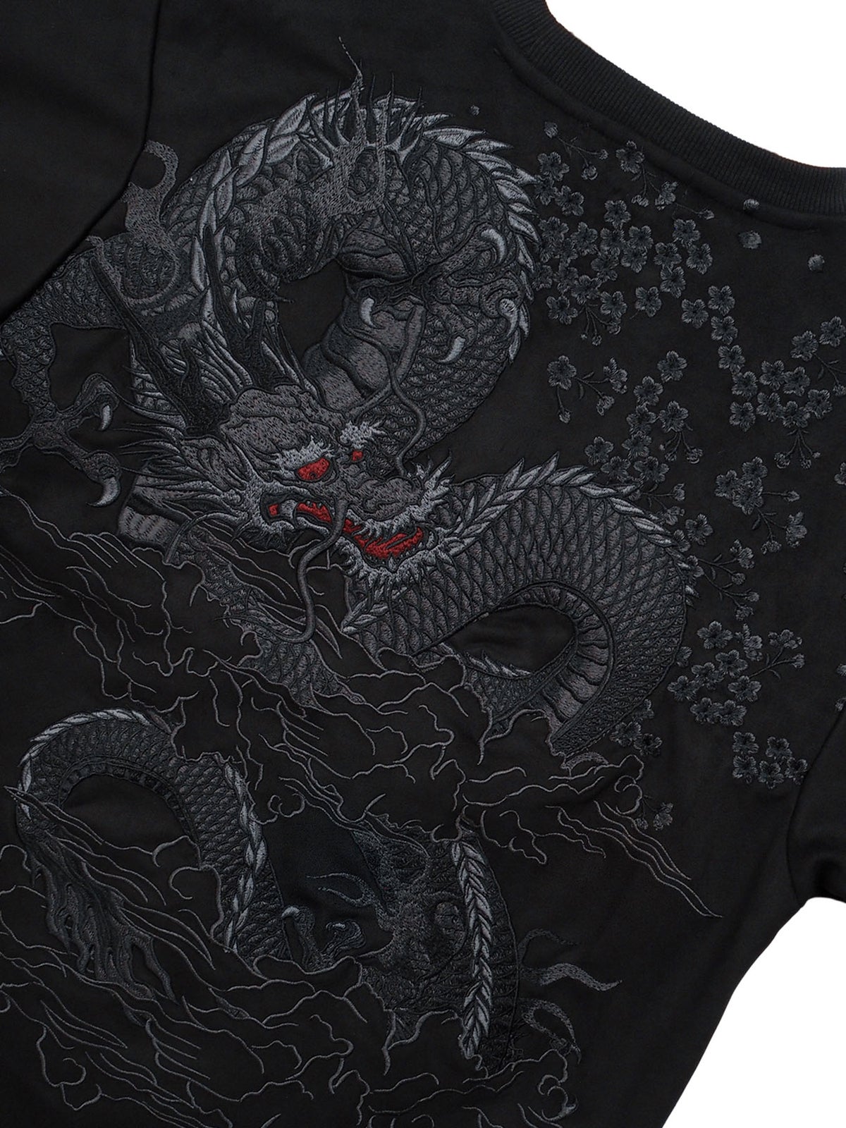 【絡繰魂・漆】“龍神”総刺繍フェイクスウェードロンT