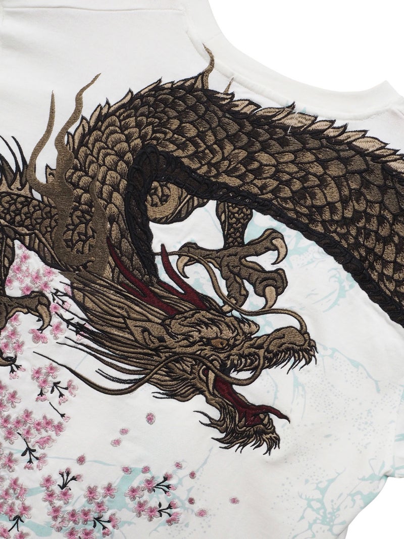 【絡繰魂・粋】“龍桜”刺繍入りロンT