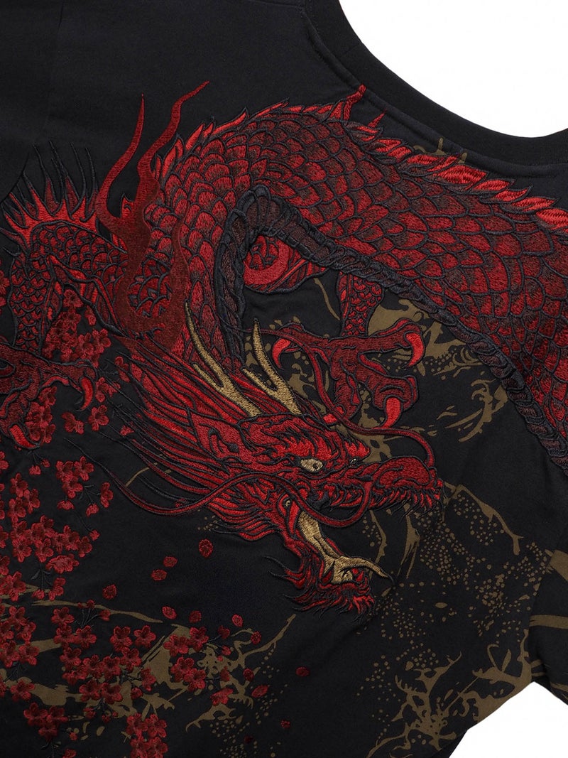 【絡繰魂・粋】“龍桜”刺繍入りロンT
