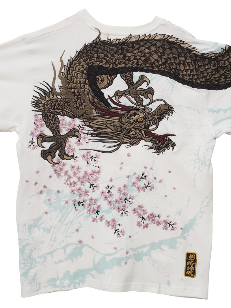 【絡繰魂・粋】“龍桜”刺繍入りロンT