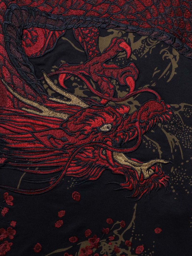 【絡繰魂・粋】“龍桜”刺繍入りロンT