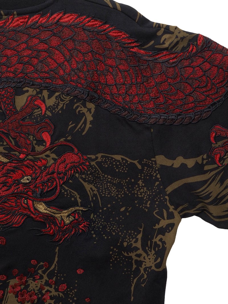 【絡繰魂・粋】“龍桜”刺繍入りロンT