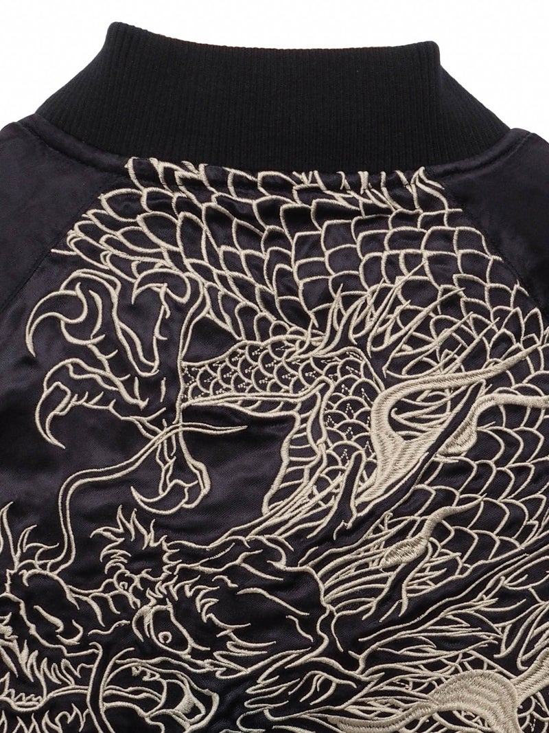  【絡繰魂・粋】“龍神降臨”総刺繍リバーシブルスカジャン
