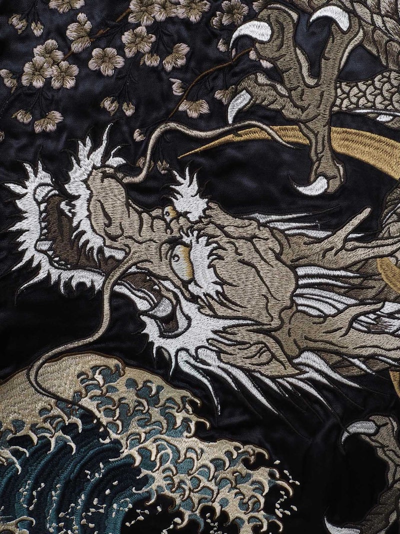  【絡繰魂・粋】“龍神降臨”総刺繍リバーシブルスカジャン