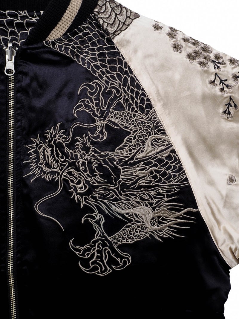  【絡繰魂・粋】“龍神降臨”総刺繍リバーシブルスカジャン