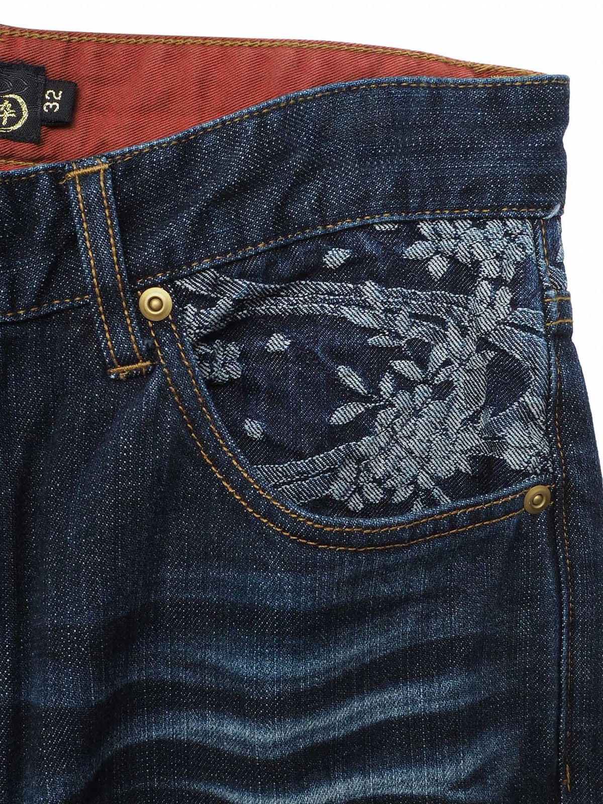 【絡繰魂・粋】“猫又と瓢箪 桜”総刺繍デニムパンツ