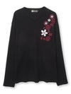 【雅結】桜刺繍 テレコ素材VネックロンT