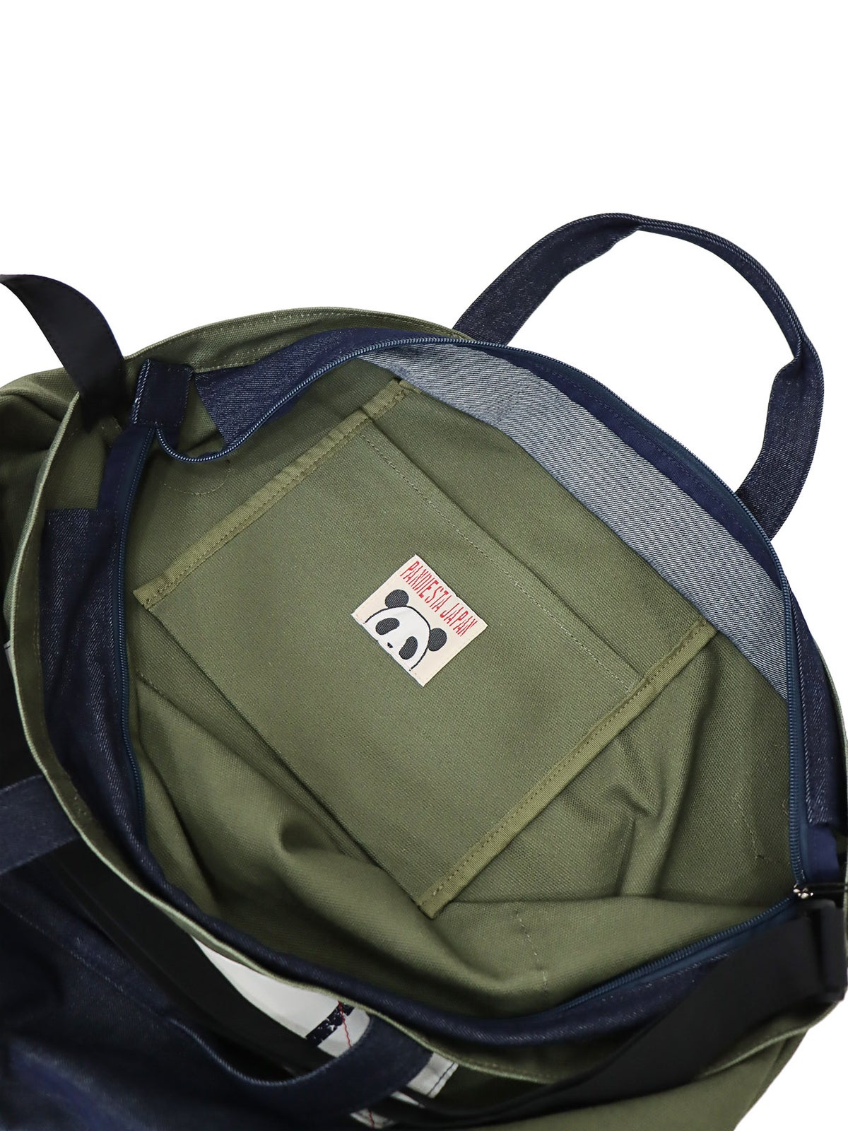 【PANDIESTA JAPAN】デニム切替ミリタリー風2WAYショルダートートバッグ