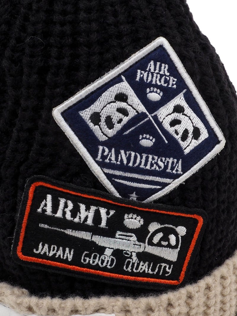 【PANDIESTA JAPAN】ミリタリー風配色切替ワッペンニットキャップ