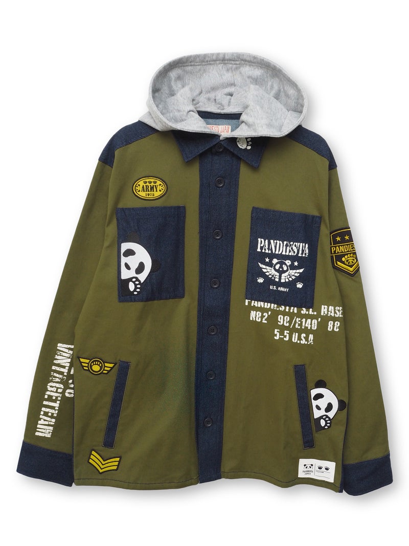 【PANDIESTA JAPAN】デニム切替ミリタリーシャツジャケット