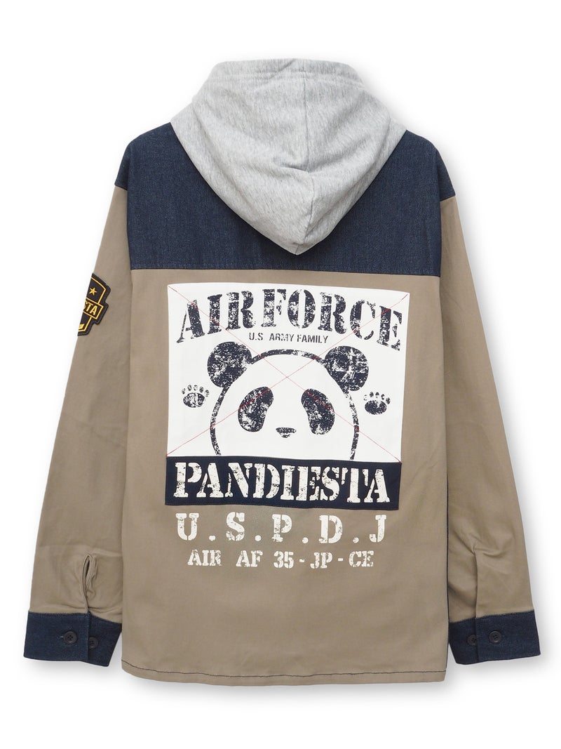 【PANDIESTA JAPAN】デニム切替ミリタリーシャツジャケット