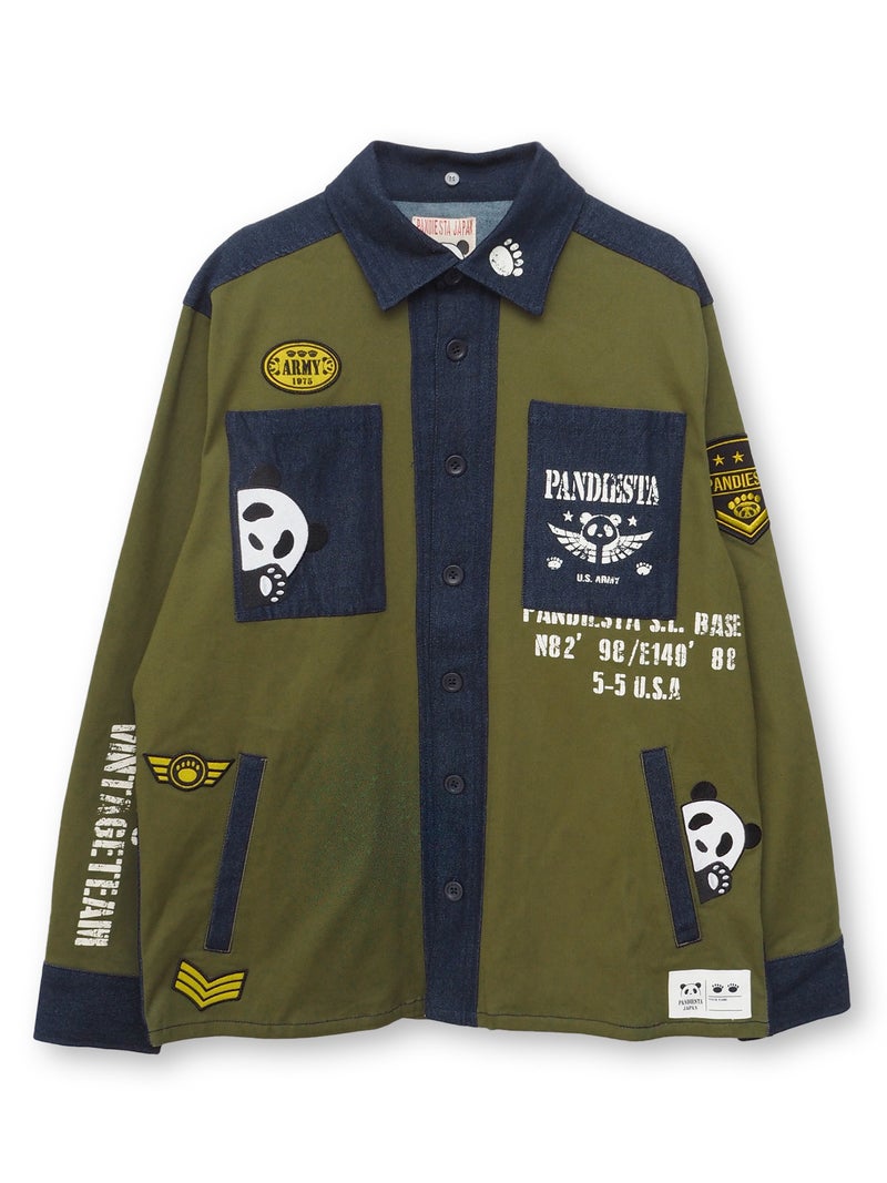 【PANDIESTA JAPAN】デニム切替ミリタリーシャツジャケット