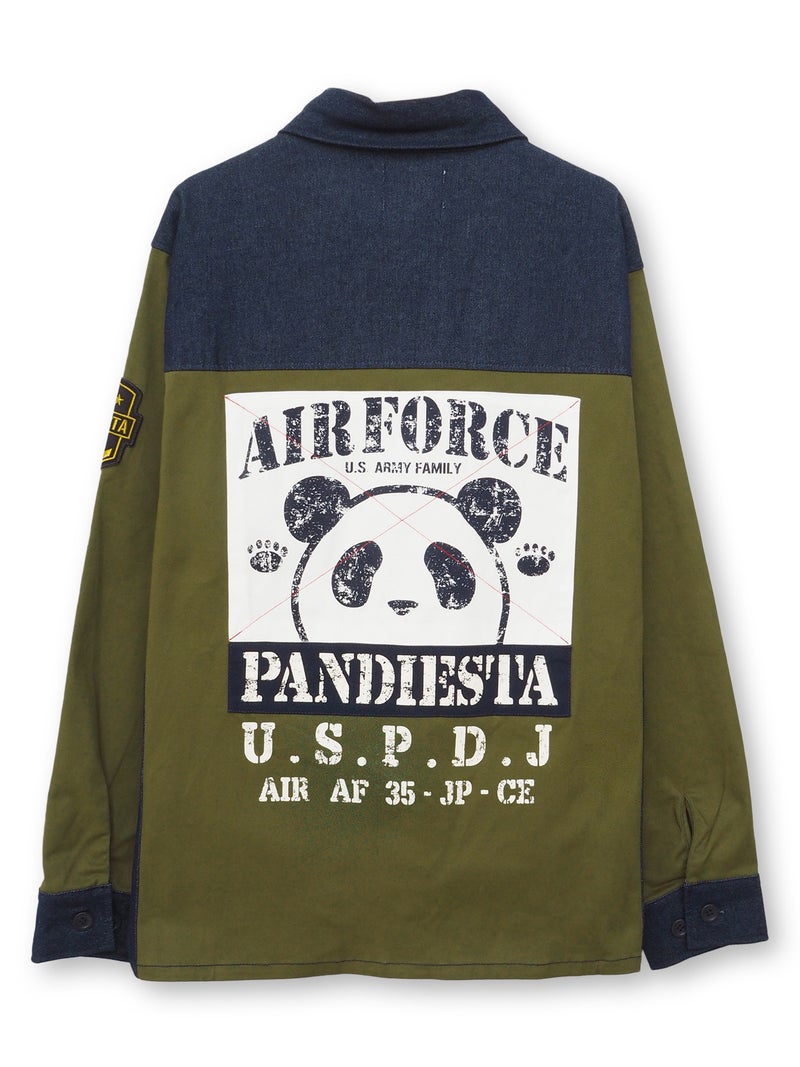 【PANDIESTA JAPAN】デニム切替ミリタリーシャツジャケット