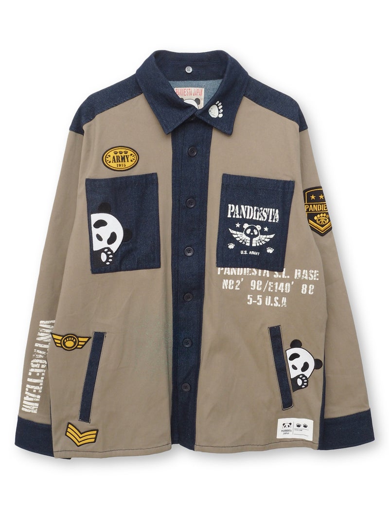 【PANDIESTA JAPAN】デニム切替ミリタリーシャツジャケット
