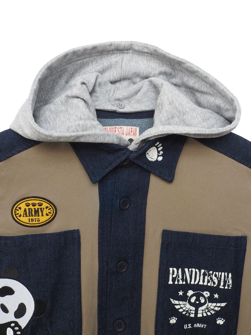 【PANDIESTA JAPAN】デニム切替ミリタリーシャツジャケット