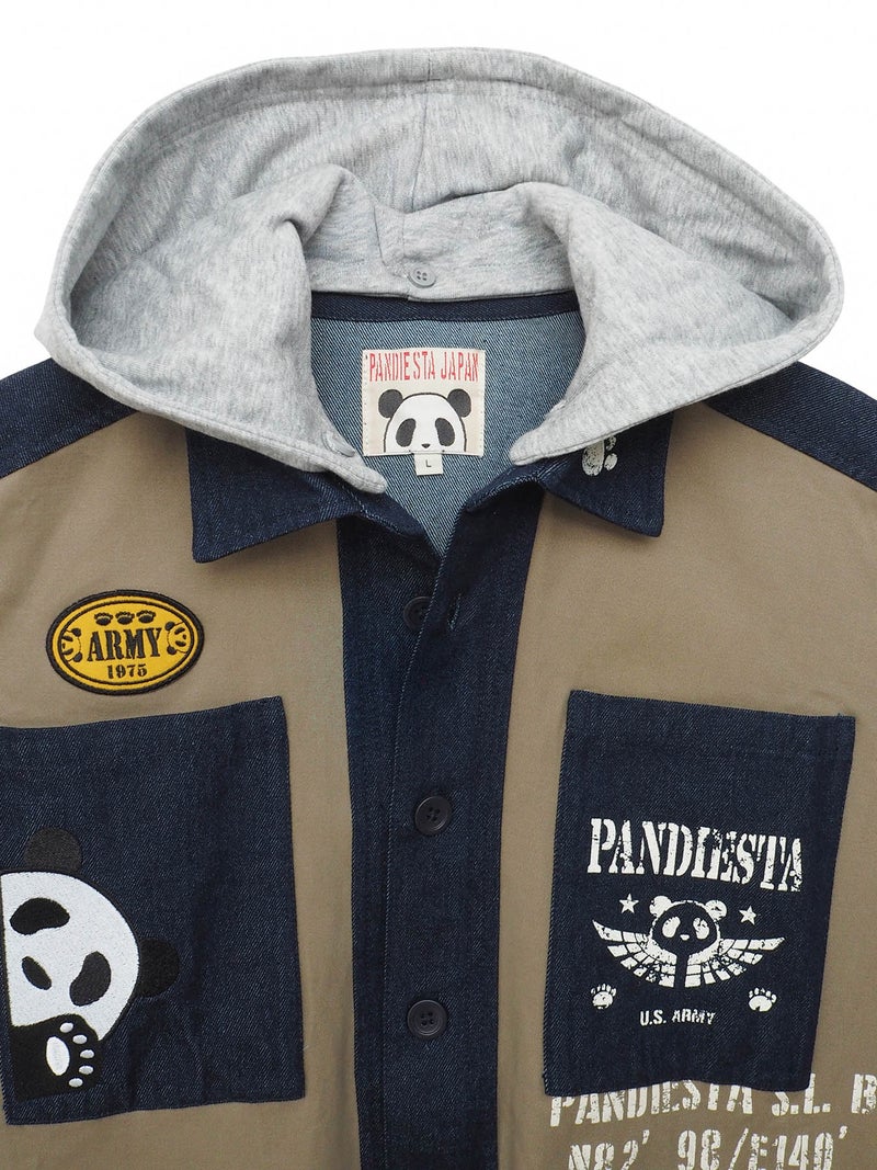 【PANDIESTA JAPAN】デニム切替ミリタリーシャツジャケット