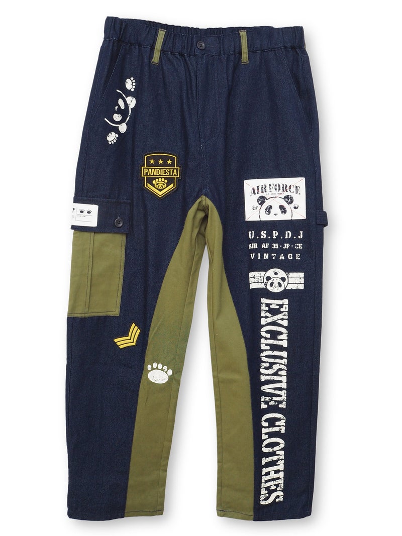 【PANDIESTA JAPAN】デニム切替 ミリタリー風パンツ