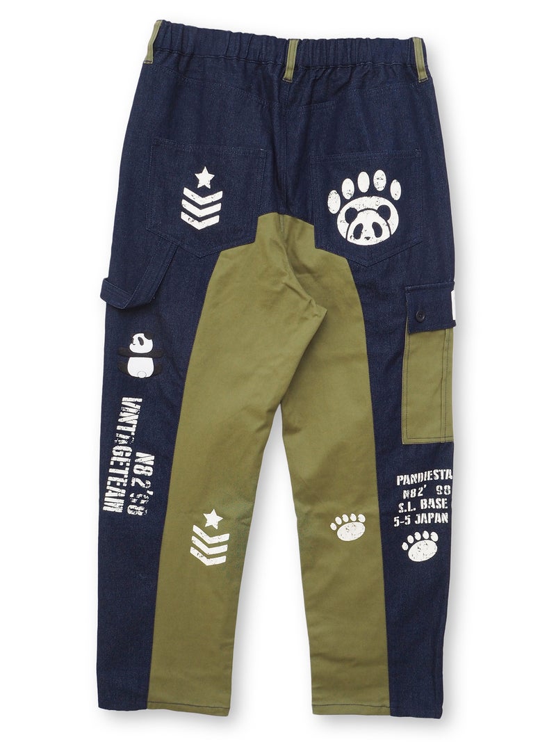 【PANDIESTA JAPAN】デニム切替 ミリタリー風パンツ