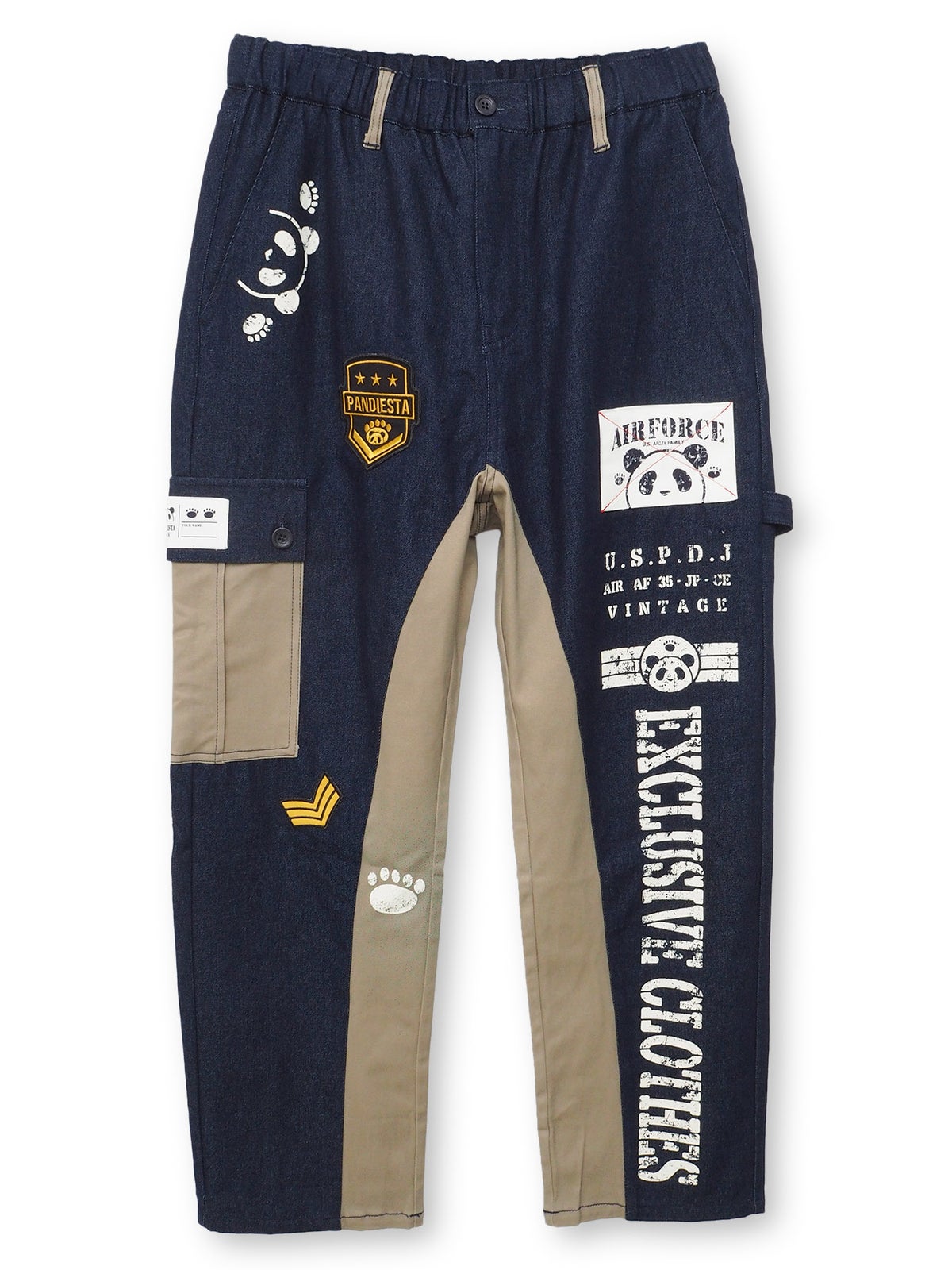 【PANDIESTA JAPAN】デニム切替 ミリタリー風パンツ