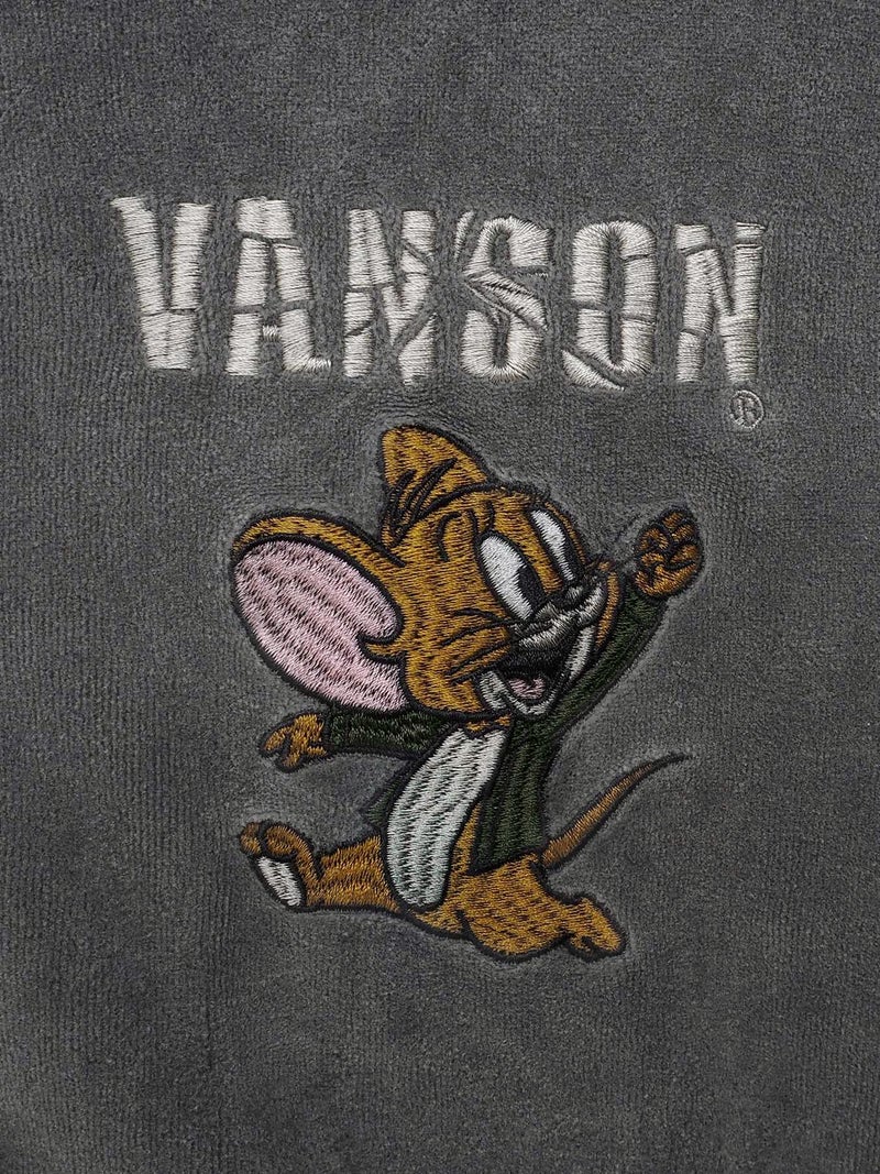 【VANSON×TOM and JERRY】“バイカーズトム＆ジェリー”ベロア素材ZIPパーカー