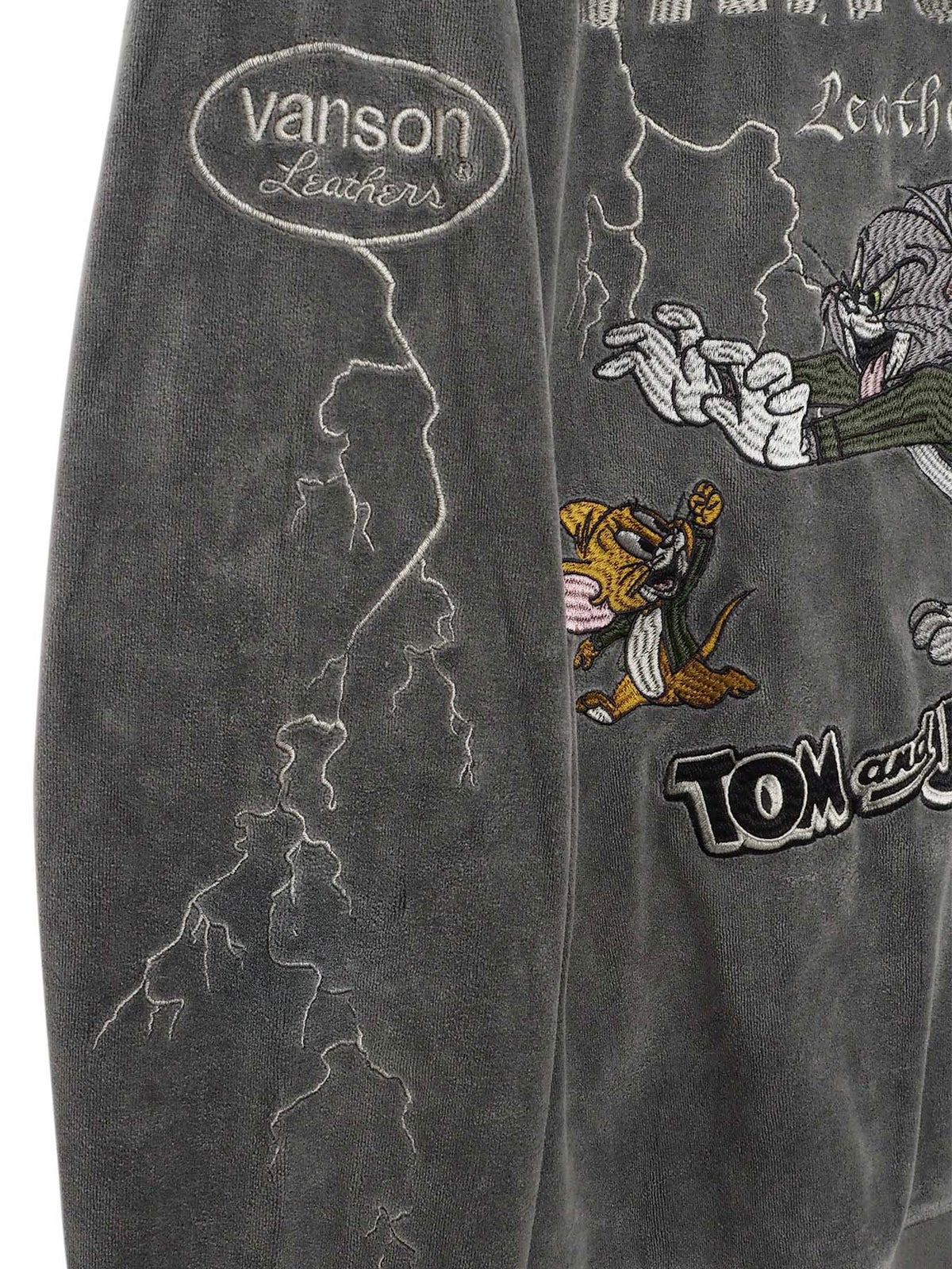 【VANSON×TOM and JERRY】“バイカーズトム＆ジェリー”ベロア素材ZIPパーカー