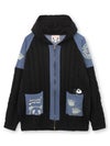 【PANDIESTA JAPAN】デニム切替 ケーブルニットZIPパーカー